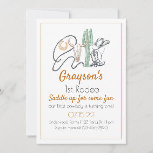 Invitation 1er Rodéo, premier anniversaire de rodéo, annivers