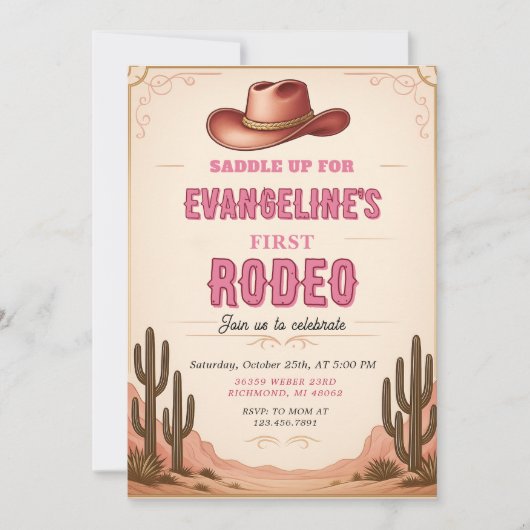 Invitation 1er Rodeo Wild West anniversaire personnel (Devant)