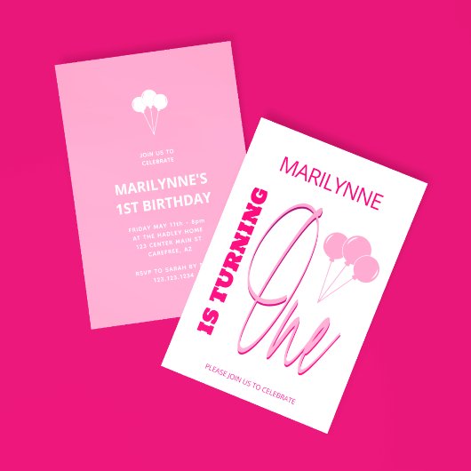 Invitation 1er Rosé Tourner un Anniversaire