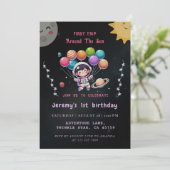 Invitation 1er voyage Aquarelle moderne Espace 1er anniversai (Debout devant)