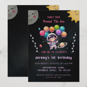 Invitation 1er voyage Aquarelle moderne Espace 1er anniversai