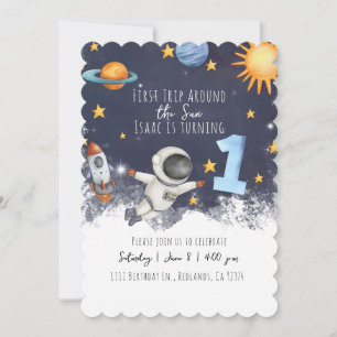 Invitation 1er voyage autour du Soleil Baby Boys Premier anni