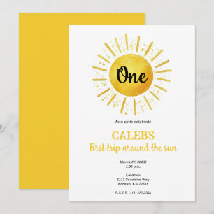 Invitation 1er voyage autour du soleil Fête d'anniversaire 1 