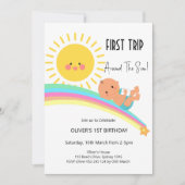 Invitation 1er voyage autour du soleil garçon anniversaire (Devant)