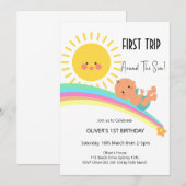 Invitation 1er voyage autour du soleil garçon anniversaire (Devant / Derrière)