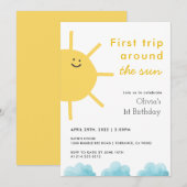 Invitation 1er Voyage Autour Du Soleil Premier Anniversaire (Devant / Derrière)