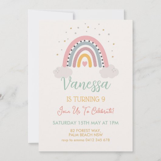 Invitation 1ère 2e 3e 4e 6e 7e 8e fête d'anniversaire (Devant)