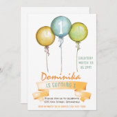 Invitation 1ère anniversaire fille invitation, fête d'anniver (Devant / Derrière)