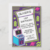 Invitation 1ère Arcade Rétro Anniversaire Célébration Invitat (Devant)