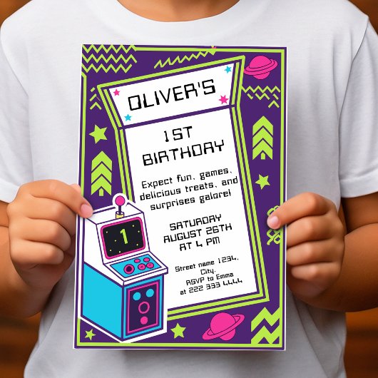 Invitation 1ère Arcade Rétro Anniversaire Célébration Invitat