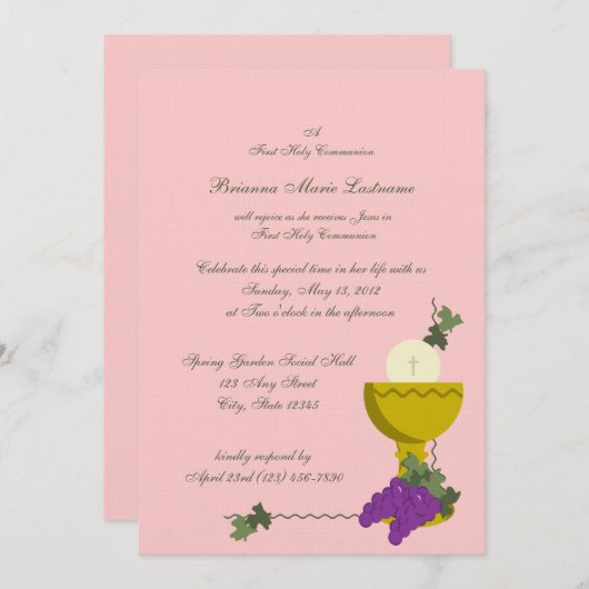 Invitation 1ère Chalice communion (Devant / Derrière)