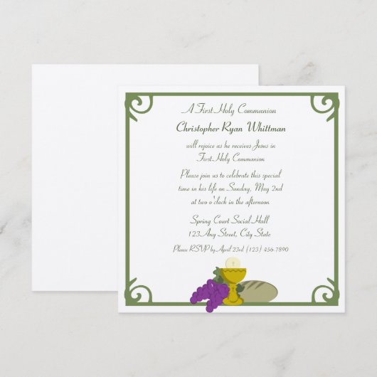 Invitation 1ère communion (Devant / Derrière)