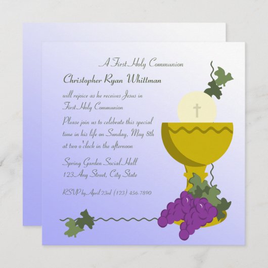 Invitation 1ère communion (Devant / Derrière)