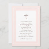 Invitation 1ère communion rose pâle et Brown (Devant)