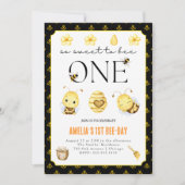 Invitation 1ère fête d'abeilles, fête d'anniversaire d'abeill (Devant)