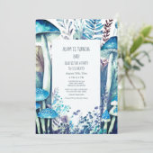 Invitation 1ère fête d'anniversaire Champignons bleus Boho Wo (Debout devant)