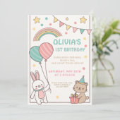 Invitation 1ère fête d'anniversaire de Rainbow Bunny (Debout devant)