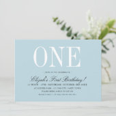 Invitation 1ère FÊTE D'ANNIVERSAIRE élégant bébé bleu garçon  (Debout devant)