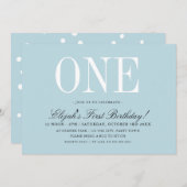 Invitation 1ère FÊTE D'ANNIVERSAIRE élégant bébé bleu garçon  (Devant / Derrière)