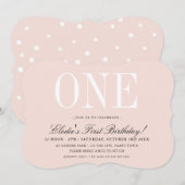 Invitation 1ère FÊTE D'ANNIVERSAIRE élégante petite fille ros (Devant / Derrière)