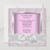 Invitation 1ère fête d'anniversaire filles Diamants roses (Dos)