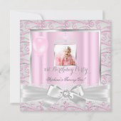 Invitation 1ère fête d'anniversaire filles Diamants roses Tia (Devant)