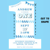 Invitation 1ère fête d'anniversaire garçons Bleu un