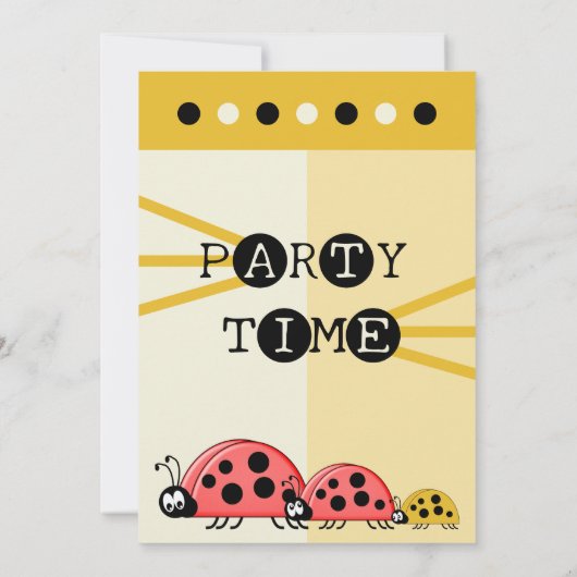 Invitation 1ère fête d'anniversaire photo ladybugs or crème (Dos)