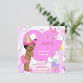 Invitation 1ère fête d'anniversaire Pink ethnie afro-américai (Debout devant)