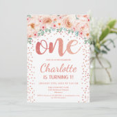 Invitation 1ère fête d'anniversaire - Rose blanche or (Debout devant)