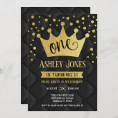 Invitation 1ère fête d'anniversaire - Royal Black Gold (Devant / Derrière)