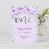 Invitation 1ère fête d'anniversaire - Silver Purple (Debout devant)