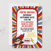 Invitation 1ère fête d'anniversaire Superhero Red Comic pour  (Dos)