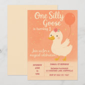 Invitation 1ère fête d'anniversaire - Une fille d'oie sotte (Devant / Derrière)