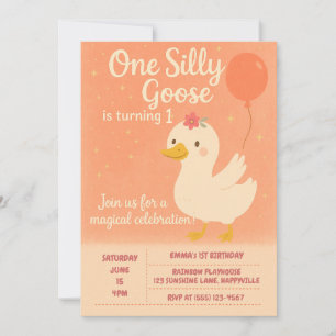 Invitation 1ère fête d'anniversaire - Une fille d'oie sotte