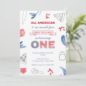 Invitation 1ère fête de pizza d'anniversaire pour garçon ou f (Debout devant)