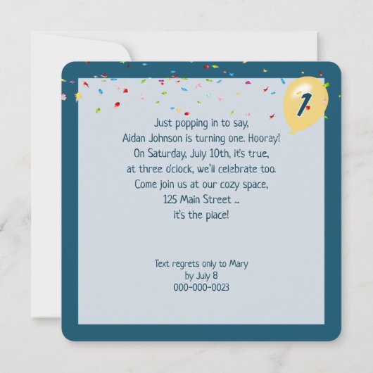 Invitation 1ère Girafe fête d'anniversaire dans un trou de pa (Dos)