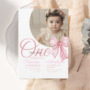 Invitation 1ère photo Elegant Bow Birthday Girly Party