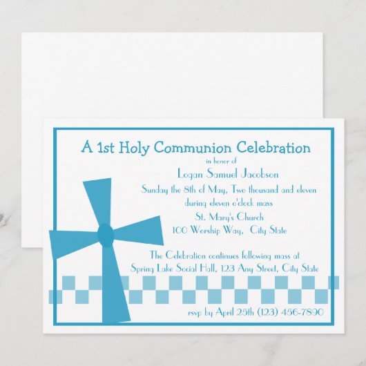 Invitation 1re Croix de communion (Devant / Derrière)
