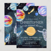 Invitation 1re Voyage aquarelle Espace extra-atmosphérique 1e (Devant / Derrière)