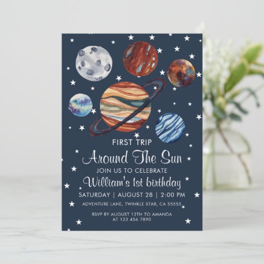 Invitation 1re Voyage aquarelle Espace extra-atmosphérique 1e (Debout devant)