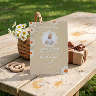 Invitation 1st Birthday Daisy Fest, with Picture