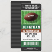 Invitation 1st Year Touchdown Football Birthday Party Ticket (Devant / Derrière)