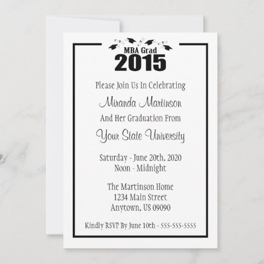 Invitation 2015 d'obtention du diplôme de diplômé (Devant)