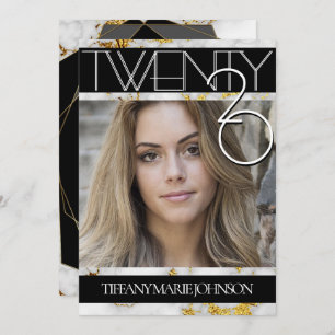 Invitation 2020 Gold Marble MODERNE de la photo cadre Graduat