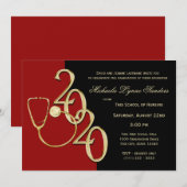 Invitation 2020 Infirmière Médicale Diplôme en Terrain Rouge  (Devant / Derrière)