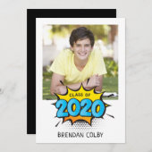 Invitation 2020 PHOTO GRAD style comique moderne typographie (Devant / Derrière)