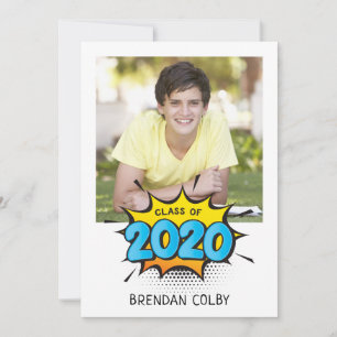 Invitation 2020 PHOTO GRAD style comique moderne typographie