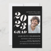 Invitation 2021 Grad Party Bold Texte sur noir avec votre pho (Devant)