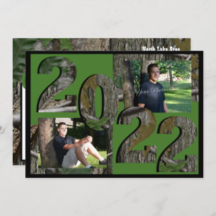 Invitation 2022 Arbre Camo Graduation Twin Photo Hunter Green